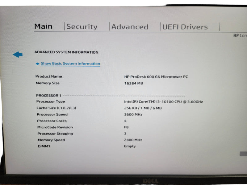 HP ProDesk 600 G6 MT Intel i3 -10100 CPU @ 3.60GHz 16GB DDR3 Ram Î¸