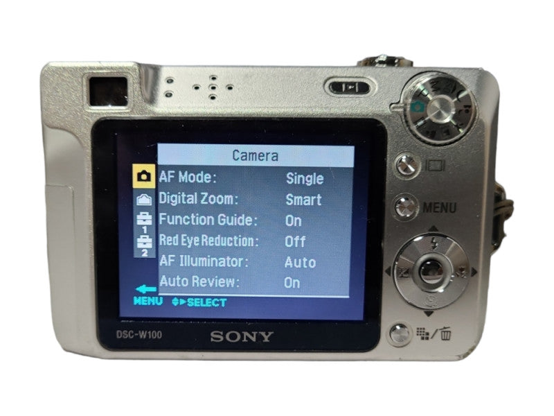 Sony Cyber-shot DSC-W100 8.1MP Digital Camera Silver w/ Battery