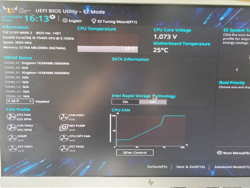 Custom Asus TUF X299 Mark2, core I9-7940X 3.1GHZ, 32GB DDR4, 850W PSU SEE _