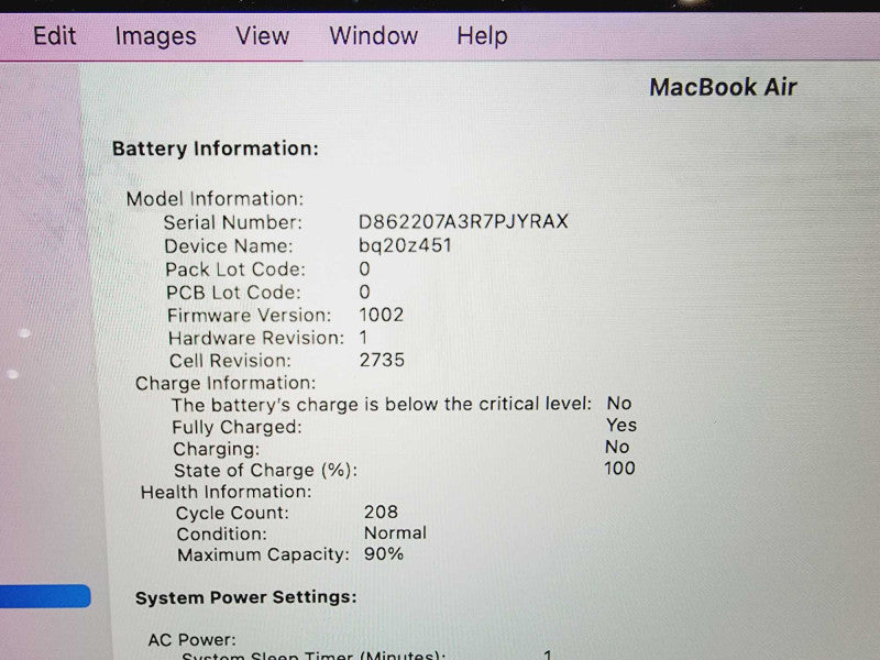 Apple Macbook Air 2020 13\\" Chip M1 @ 3.2GHz 16GB Ram 250GB SSD [Read] (