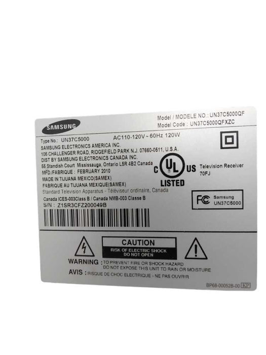 Samsung LED 37\\" TV Model: UN37C5000QF =