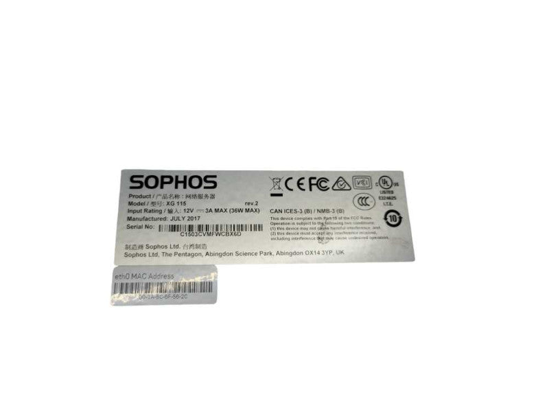 Sophos XG 115 Rev 2 VPN Firewall Appliance No HDD/SSD %