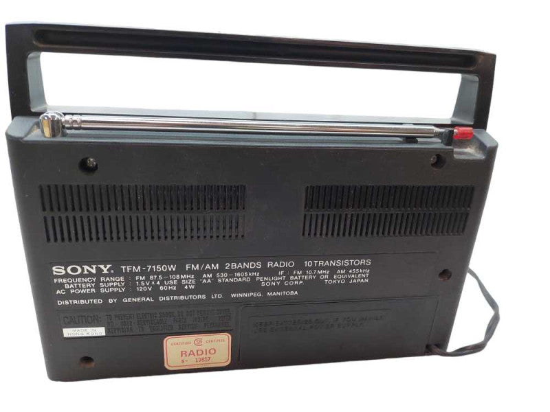 Sony Super Sensitive AM/FM AC/Battery Radio Solid State Model:TFM-7150W =