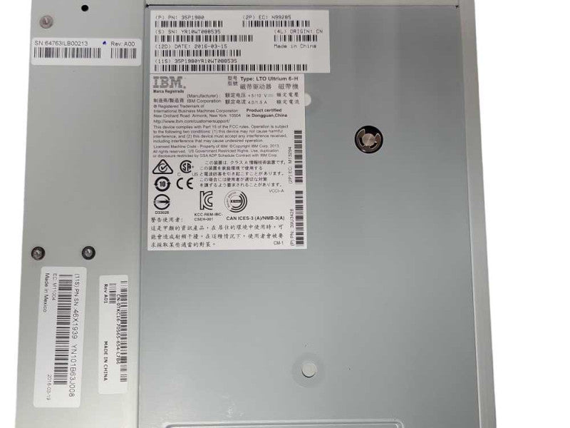 IBM LTO Ultrium 6H 6-H SAS Tape Drive 39U3428 LTO-6 SAS, READ _