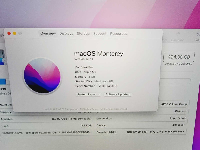 Apple Macbook Pro 2020 13\\" Chip M1 @  3.2GHz 8GB Ram 500GB SSD (