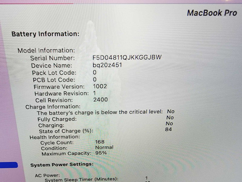 Apple Macbook Pro 2020 13\\" Chip M1 @  3.2GHz 8GB Ram 500GB SSD (