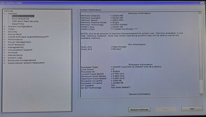 Dell OptiPlex 5080 Micro | i5-10500T @2.3GHz 6C, 16GB DDR4, 512GB NVMe
