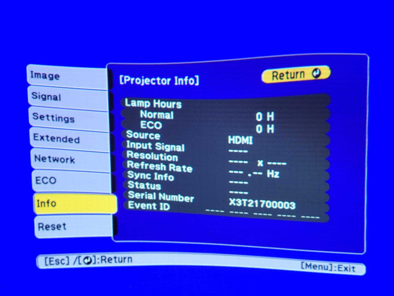 Epson PowerLite 1780W 0 Lamp Hours projector with Remote/Bag/Cables, read _