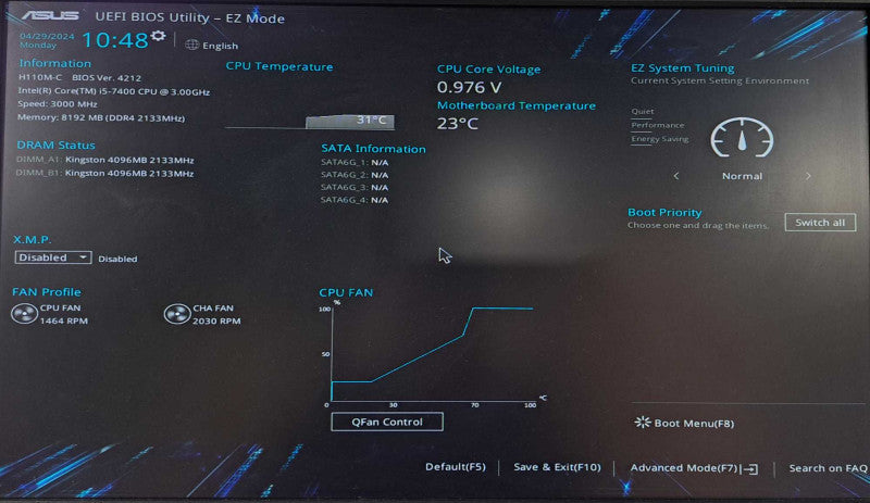 Custom PC | Asus H110M-C, i5-7400 @ 3.00GHz, 8GB DDR4, 450W PS, No HDD/OS