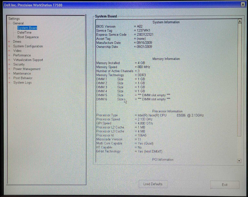 Dell Precision T7500, Intel Xeon E5506 2.13GHz, 4GB RAM, Quadro FX 1800
