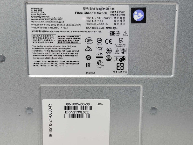IBM SAN48B-5 2498-F48 6510 48x 16Gb FC Switch (Unknown active ports) READ _