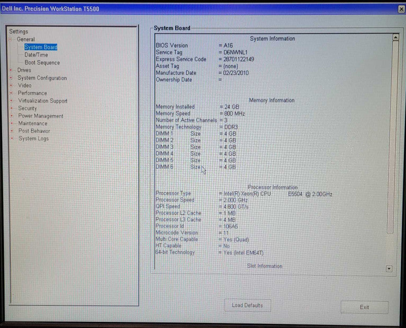 Dell Precision T5500 Workstation, Xeon E5504 2.00GHz, 24GB RAM, Quadro FX1800