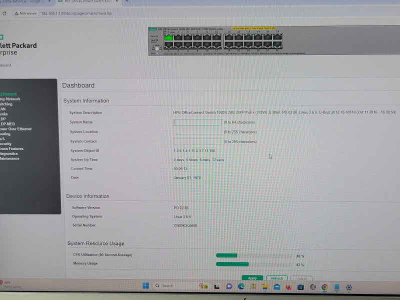 HPE OfficeConnect 1920s JL385A 24 Port Gigabit PoE+ Network Switch JL385A _