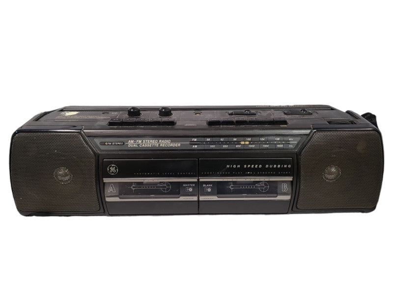 GE Stereo Radio Dual Cassette Tape Deck Recorder AM/FM 3-5635A