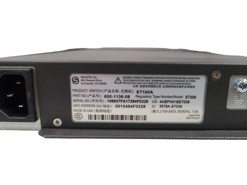 ShoreTel ST100A Voice Switch, 600-1136-08