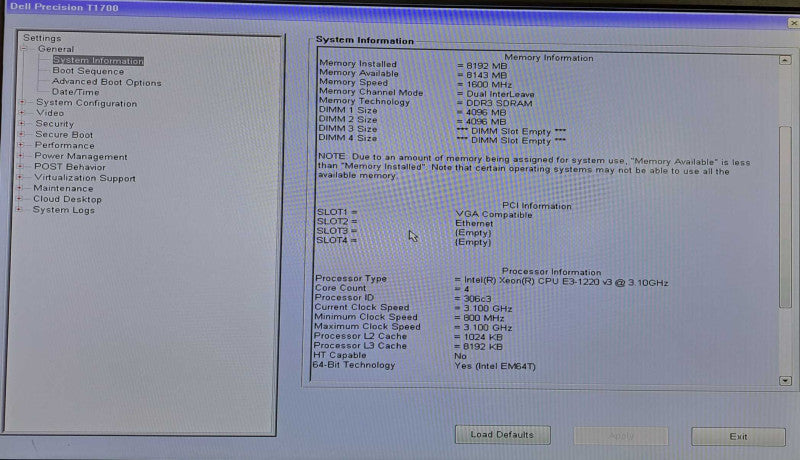 Dell Precision T1700 | Xeon E3-1220 v3 @ 3.10GHz 4C, 8GB DDR3, No HDD/GPU