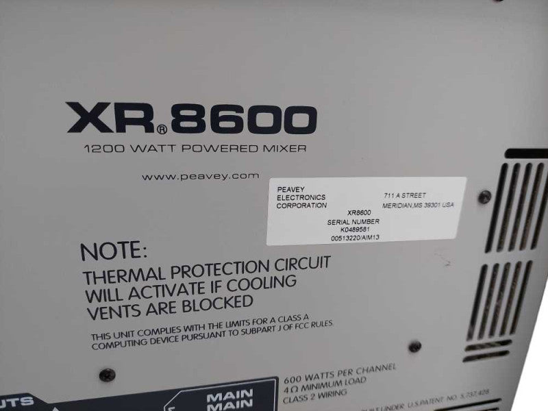 Peavey XR Series 1200 Watts 2 X 600 Model: XR8600 =