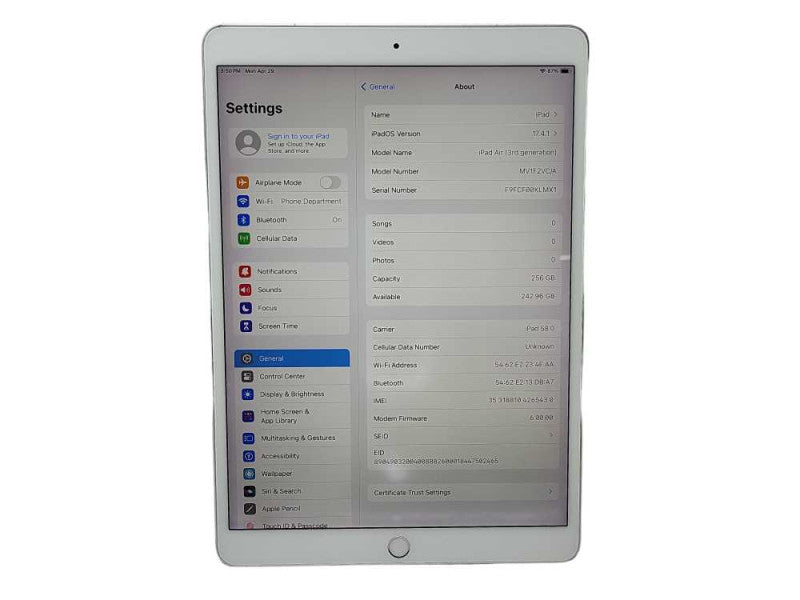Apple iPad Air 3rd Gen 64GB (A2153) READ $
