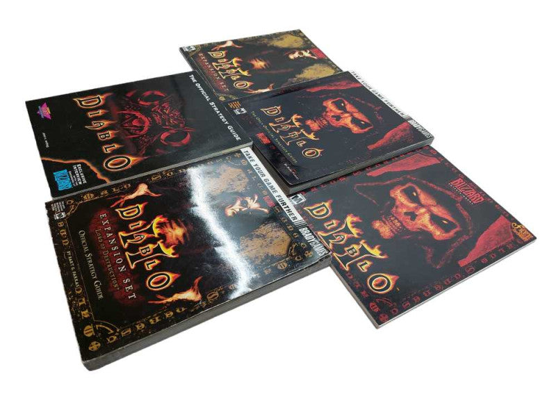 Collection of 5 Diablo Official Strategy Guides- Diablo 1 & 2 by Brady Games  =