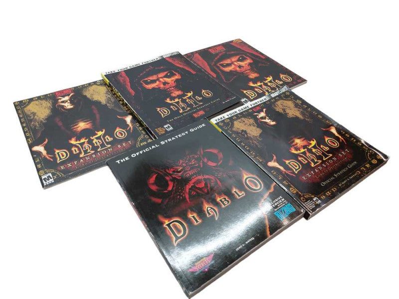 Collection of 5 Diablo Official Strategy Guides- Diablo 1 & 2 by Brady Games  =