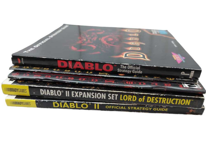 Collection of 5 Diablo Official Strategy Guides- Diablo 1 & 2 by Brady Games  =
