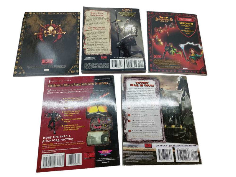 Collection of 5 Diablo Official Strategy Guides- Diablo 1 & 2 by Brady Games  =