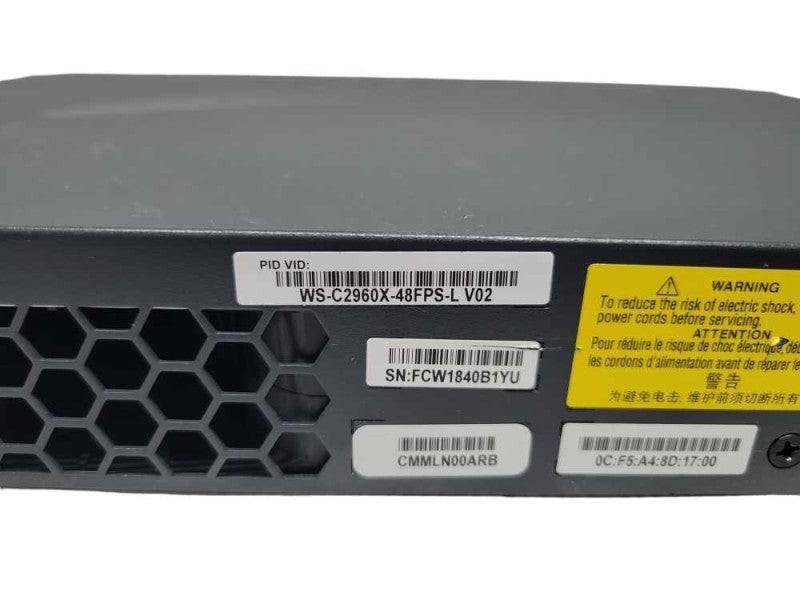 Cisco WS-C2960X-48FPS-L 48-Port PoE Gigabit Switch %