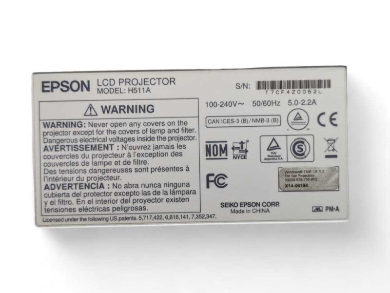 EPSON H511A PowerLite PRO G6050W WXGA LCD Projector -