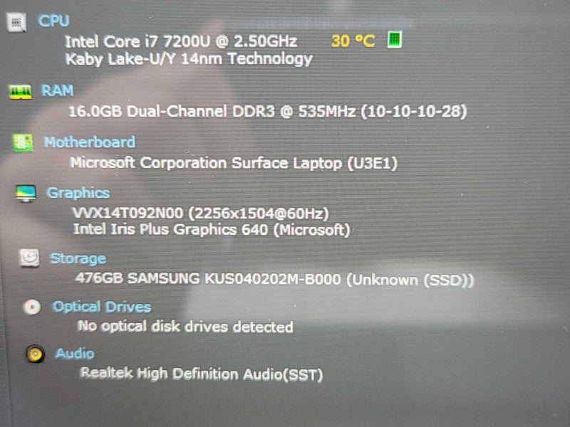 Microsoft Surface Laptop | i7-7200u| 16GB DDR3| 512GB SSD READ Î² BudLap