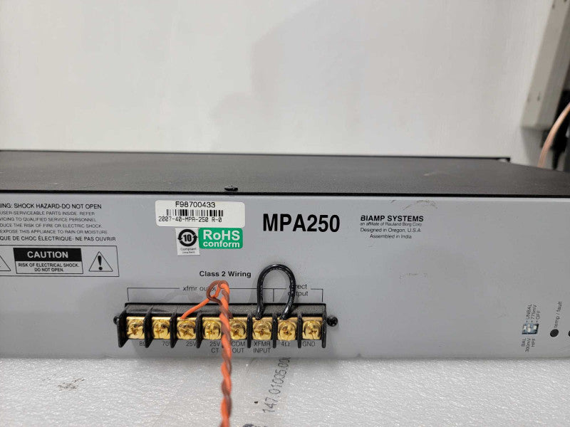 BIAMP MPA250 Single Channel 250W Rackmount Amplifier