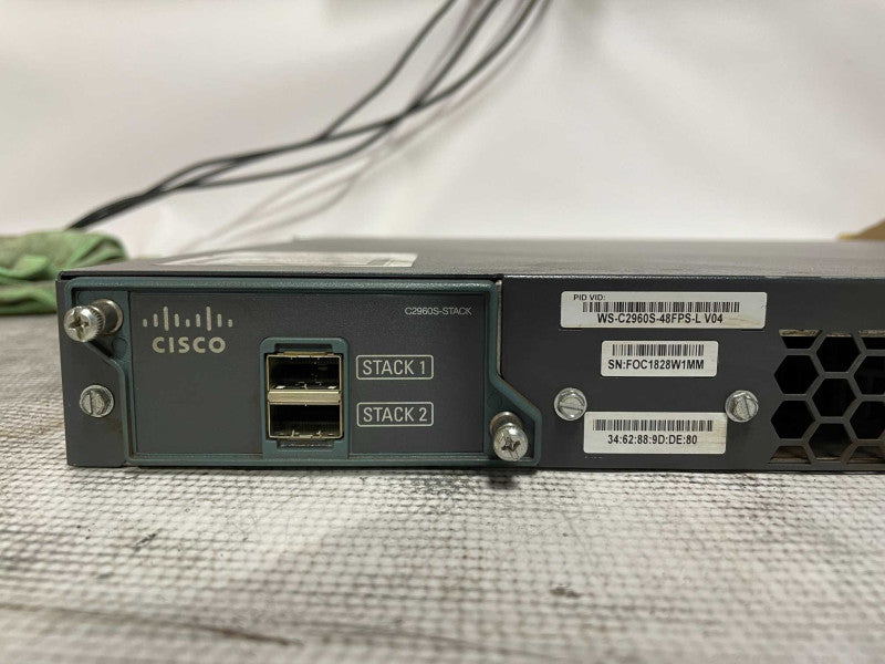 Cisco WS-C2960S-48FPS-L 48-Port PoE Gigabit Managed Switch w/ C2960S-STACK