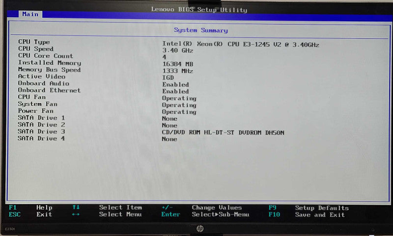 LENOVO ThinkServer TS130 Tower, E3-1245 v2 3.40GHz, 16GB RAM, No HDD