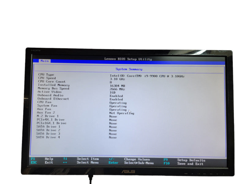 Lenovo ThinkStation P330 Core i9 - 9900 CPU @  3.10GHz 16GB DDR4 Ram Î¸