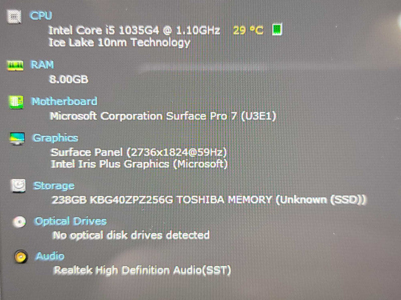 Microsoft Surface Pro 7 (1866) | i5-1035G4| 8GB RAM| 256GB SSD - GREY Î² Lap200