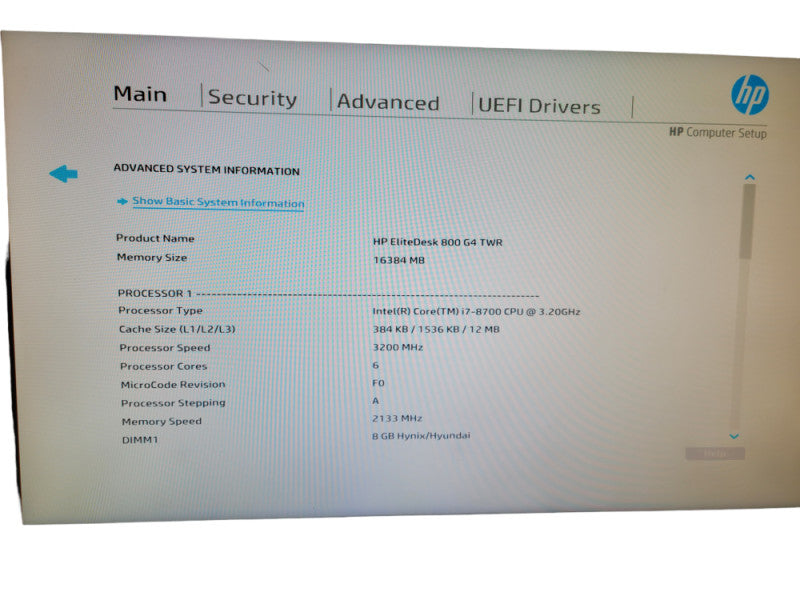 HP EliteDesk 800 G4 TWR Intel i7 - 8700 CPU @ 3.20GB 16GB DDR4 Ram  Î¸