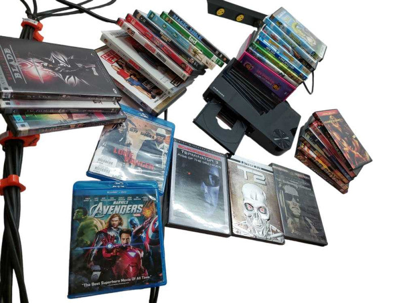 Bundle of 31 DVDs & 2 Blu-Rays & Samsung Blu-Ray Player Model: BD-E5400 =