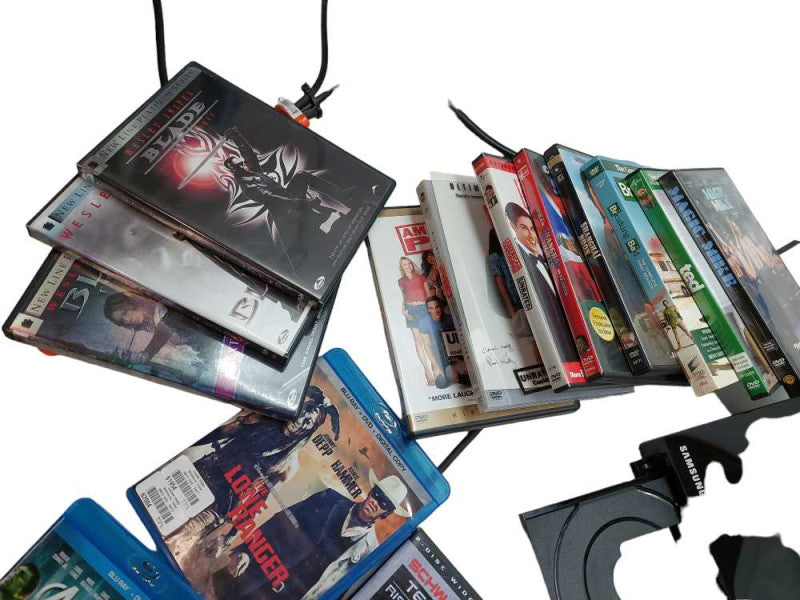 Bundle of 31 DVDs & 2 Blu-Rays & Samsung Blu-Ray Player Model: BD-E5400 =