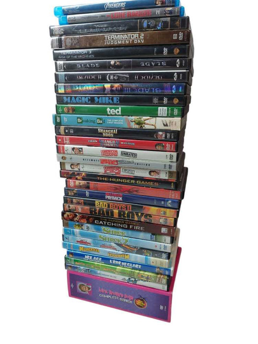 Bundle of 31 DVDs & 2 Blu-Rays & Samsung Blu-Ray Player Model: BD-E5400 =