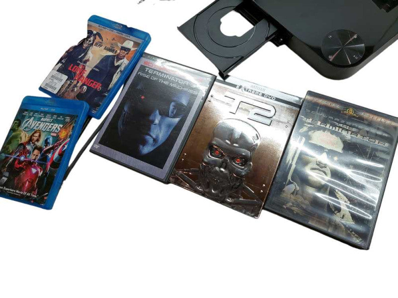 Bundle of 31 DVDs & 2 Blu-Rays & Samsung Blu-Ray Player Model: BD-E5400 =