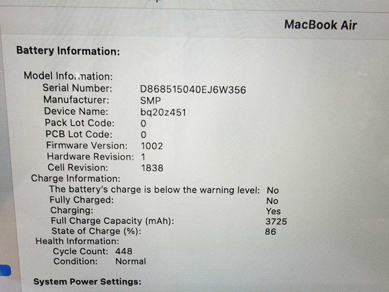Apple Macbook Air Retina 2019 13\\" 2-Core i5-8210Y @ 1.6GHz 8GB DDR3 250GB SSD (