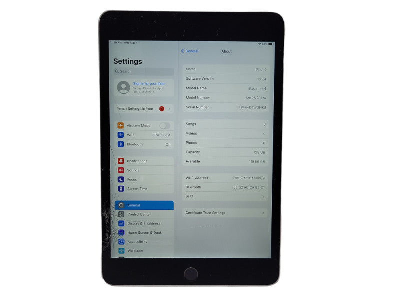 Apple iPad Mini 4 128GB (A1550) $