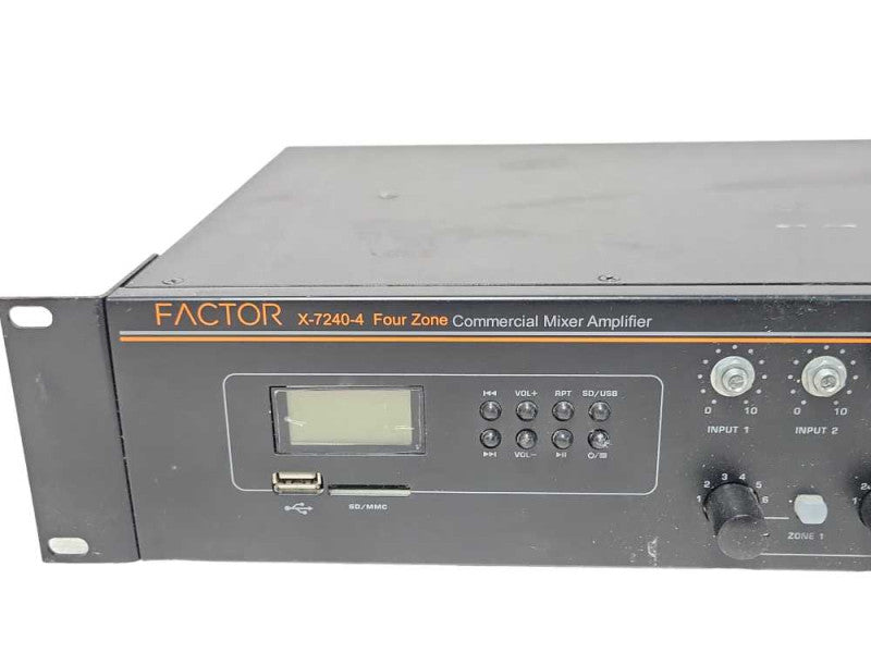 Factor X-7240-4 four zone commercial mixer amplifier, READ _