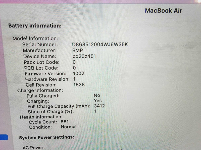 Apple Macbook Air Retina 2019 13\\" 2-Core i5-8210Y @ 1.6GHz 8GB DDR3 250GB SSD (