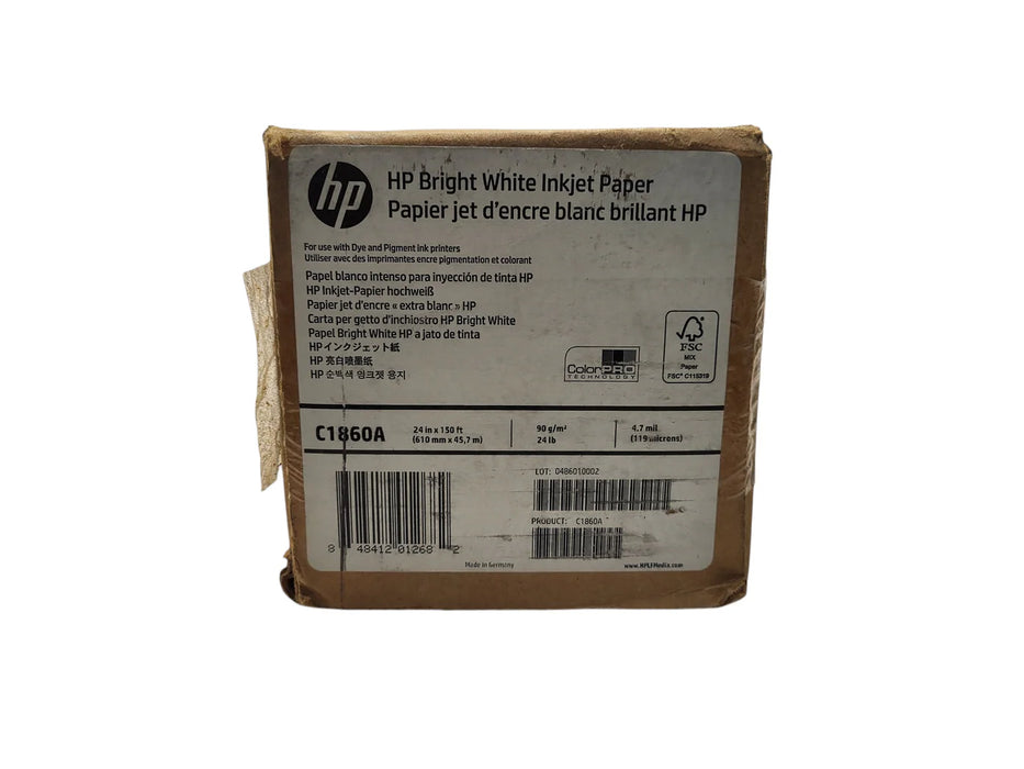 HP DesignJet Bright White Inkjet Paper Roll 24" x 150' Genuine OEM 4.7 Mil **