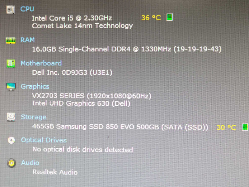Dell OptiPlex 5080 Micro Core i5-10500T 2.3GHz 6C, 16GB DDR4, 500GB SSD _