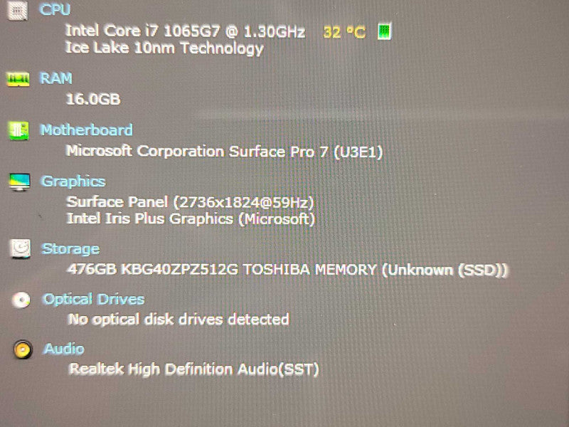 Microsoft Surface Pro 7| i7-1065G7| 16GB RAM| 256GB SSD | GREY Î² Lap200