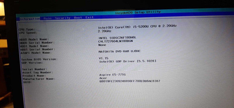 Acer Aspire E5-771G i5-5200U NVIDIA 840M  2.2GHz 8GB RAM 180GB SSD READ!  BudLap