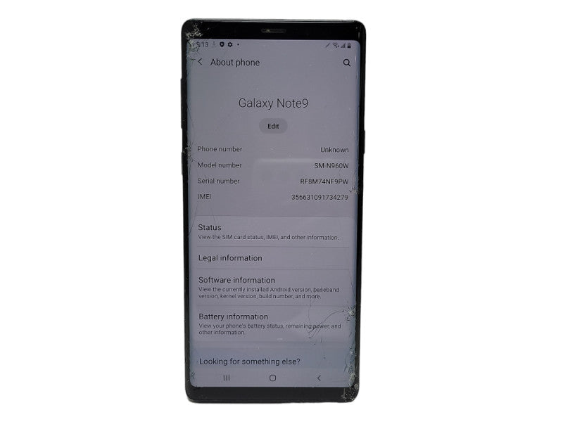 Samsung Galaxy Note 9 SM-N960W 128GB READ $