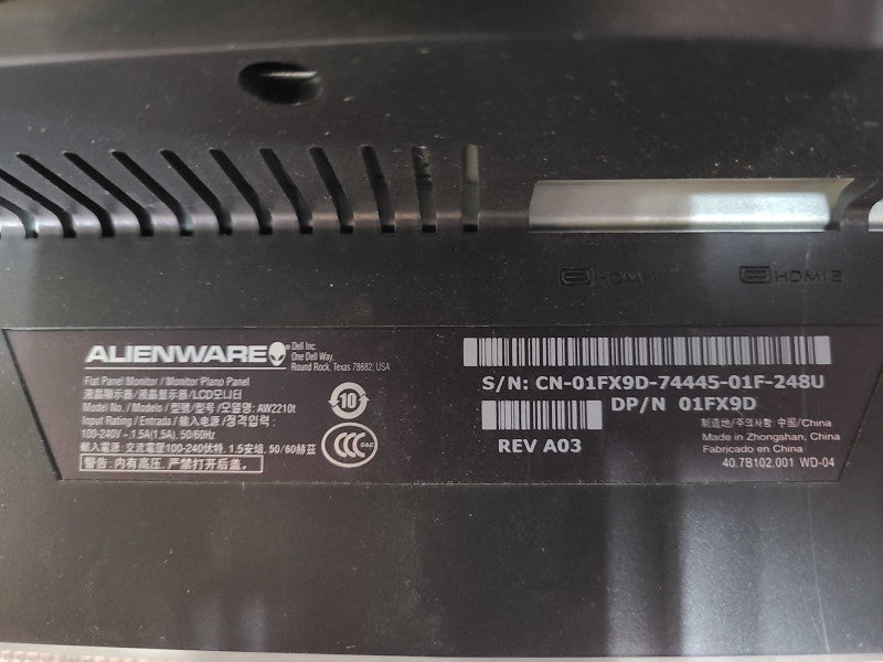 Alienware OptX AW2210 21.5in HD TFT Monitor, 2x HDMI, 1x DVI, 4x USB