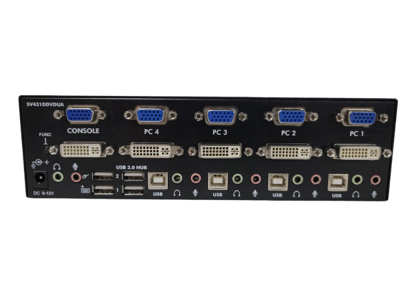 Startech SV431DDVDUA 4 Port KVM Switch. VGA, DVI, USB, Audio.